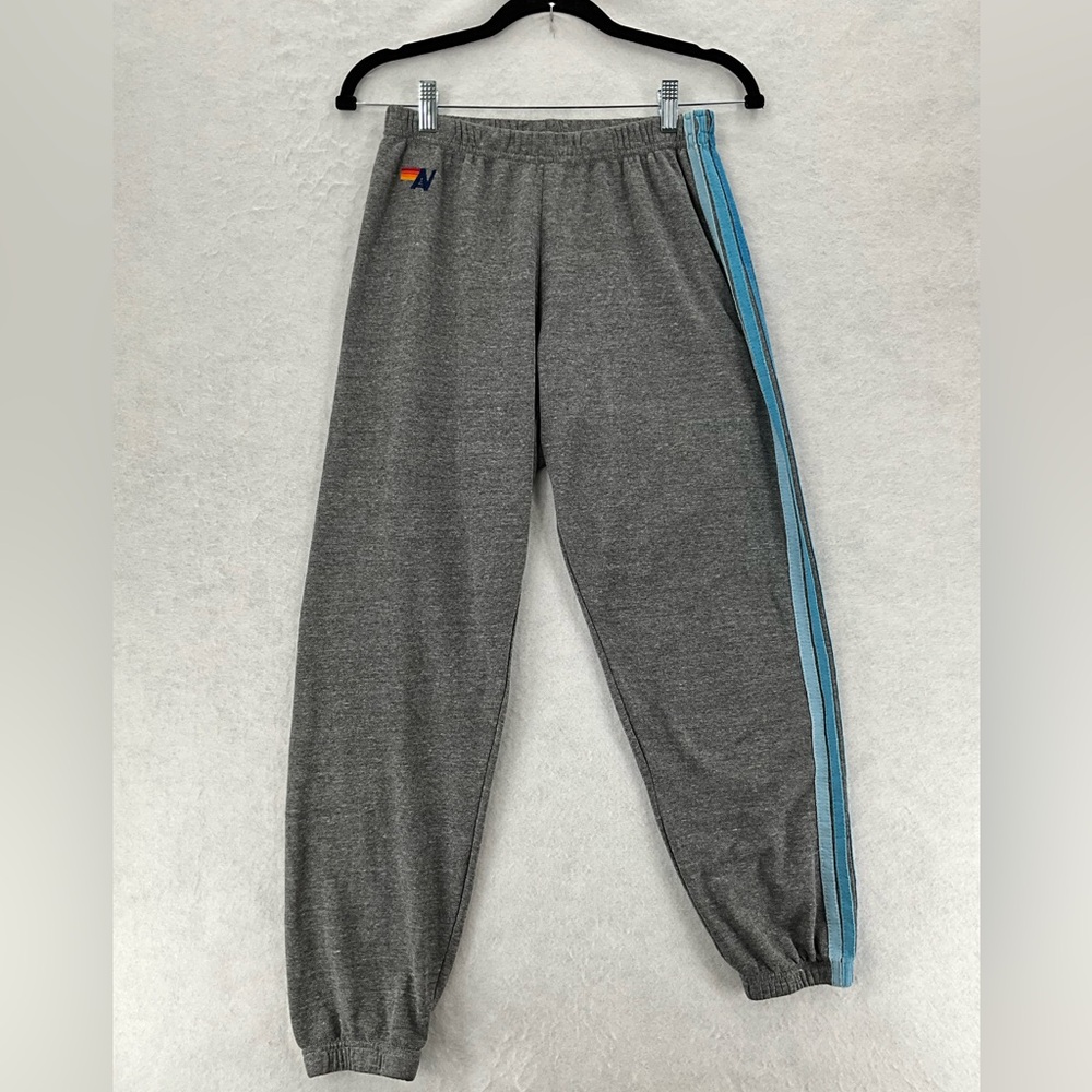 AVIATOR NATION 5 STRIPE SWEATPANTS - HEATHER GREY // BLUE MEDIUM‎